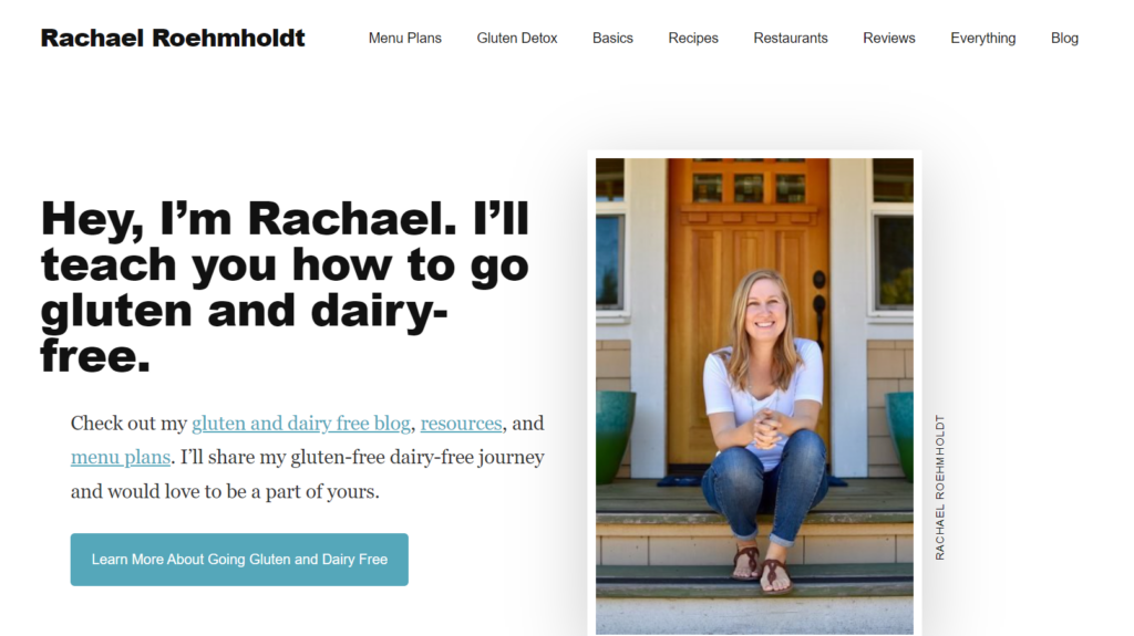 Gluten and dairy free online business ideas example website screenshot
